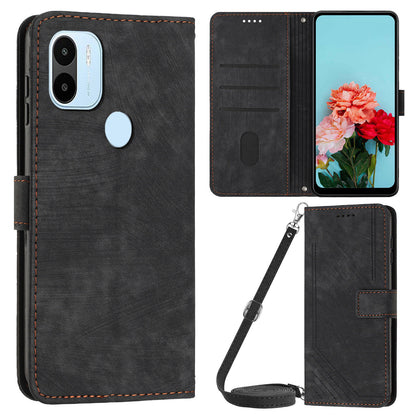 Wallet Phone Case for Xiaomi Redmi A1+ 4G / A2+ 4G / Poco C50 4G , PU Leather Lines Imprinted Folio Book Stand Cover