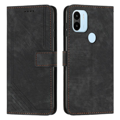 Wallet Phone Case for Xiaomi Redmi A1+ 4G / A2+ 4G / Poco C50 4G , PU Leather Lines Imprinted Folio Book Stand Cover
