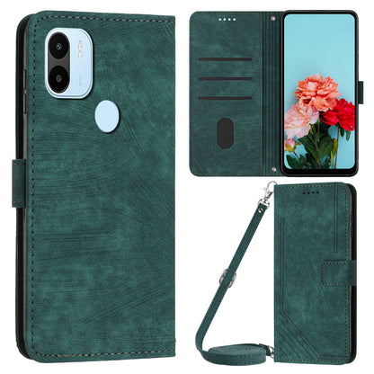 Wallet Phone Case for Xiaomi Redmi A1+ 4G / A2+ 4G / Poco C50 4G , PU Leather Lines Imprinted Folio Book Stand Cover
