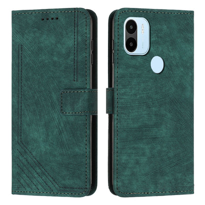 Wallet Phone Case for Xiaomi Redmi A1+ 4G / A2+ 4G / Poco C50 4G , PU Leather Lines Imprinted Folio Book Stand Cover