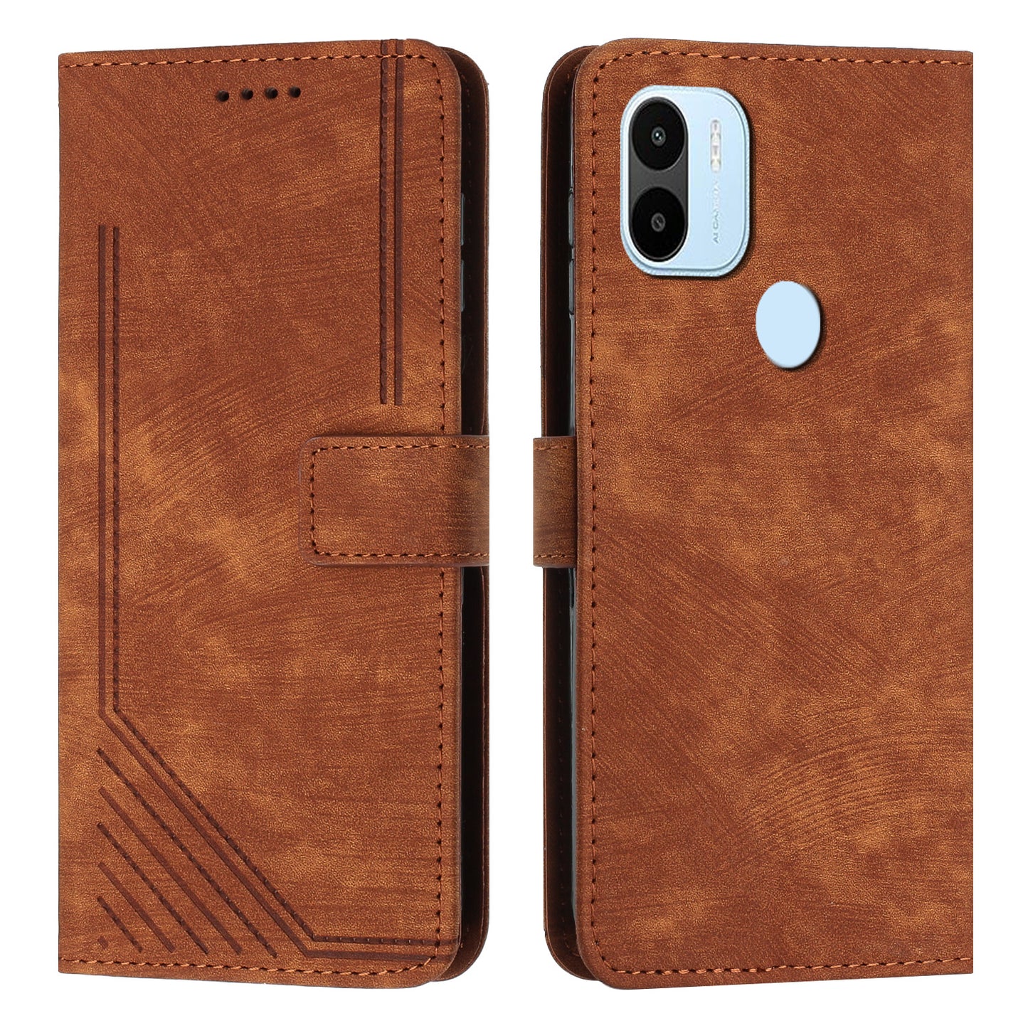 Wallet Phone Case for Xiaomi Redmi A1+ 4G / A2+ 4G / Poco C50 4G , PU Leather Lines Imprinted Folio Book Stand Cover