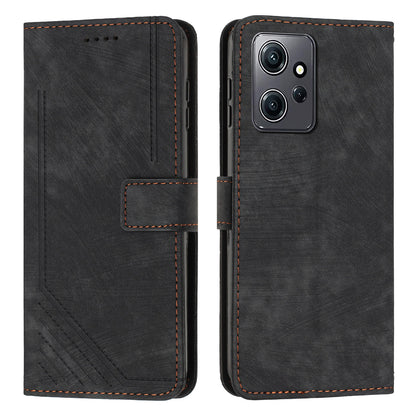 For Xiaomi Redmi Note 12 4G PU Leather Flip Cover Lines Imprinted Folio Stand Wallet Phone Case