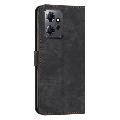 For Xiaomi Redmi Note 12 4G PU Leather Flip Cover Lines Imprinted Folio Stand Wallet Phone Case
