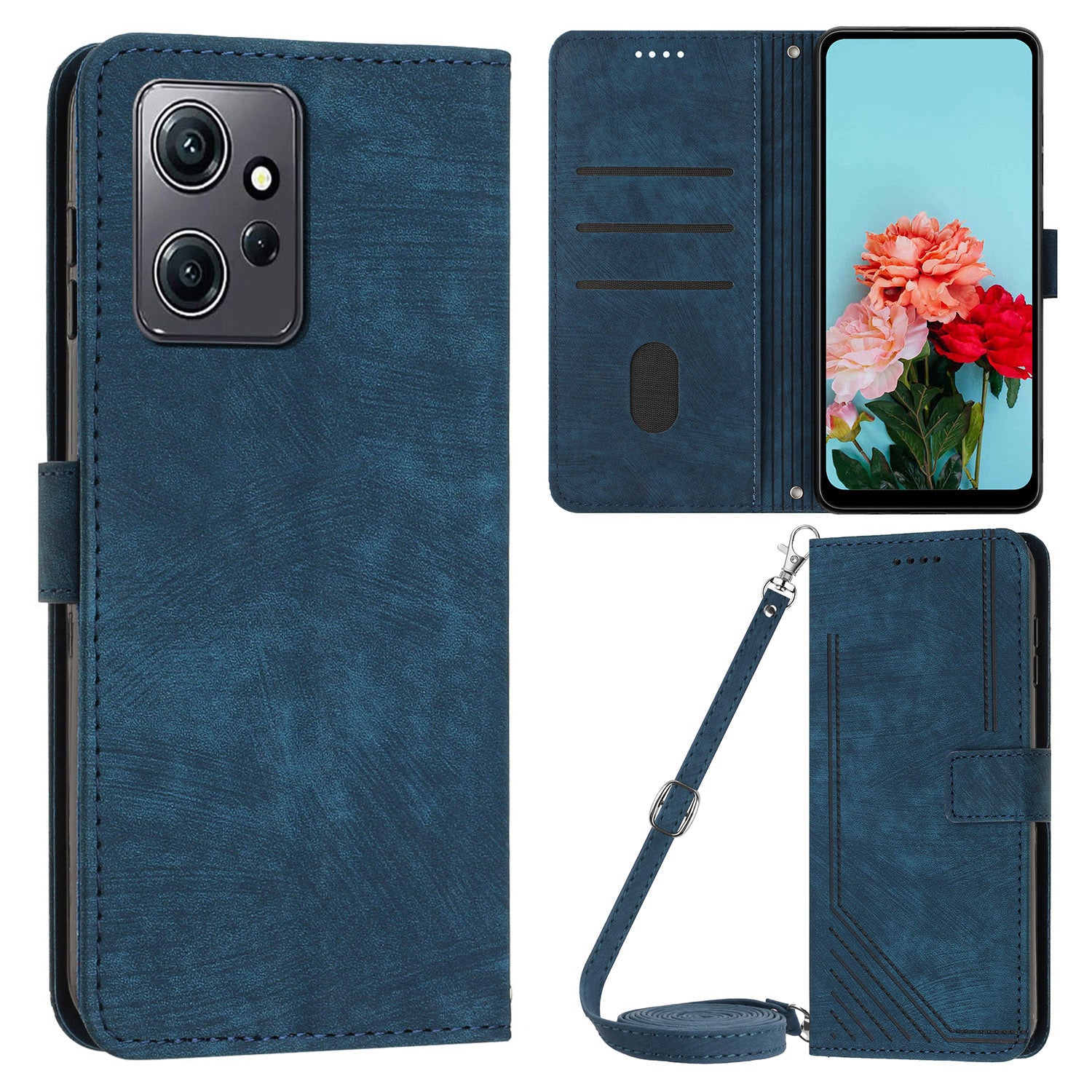For Xiaomi Redmi Note 12 4G PU Leather Flip Cover Lines Imprinted Folio Stand Wallet Phone Case