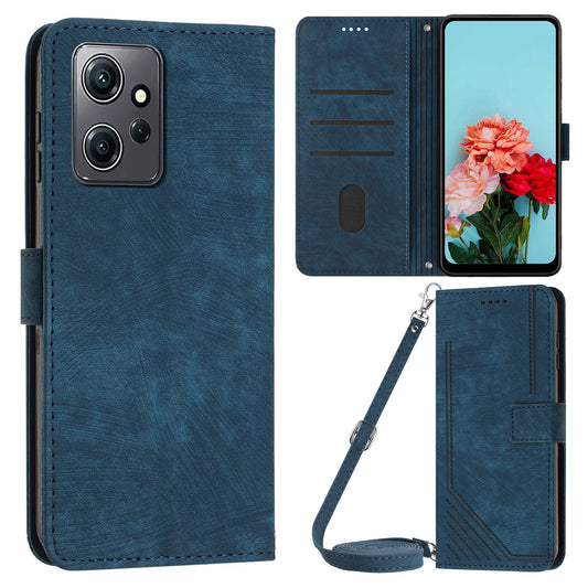 For Xiaomi Redmi Note 12 4G PU Leather Flip Cover Lines Imprinted Folio Stand Wallet Phone Case