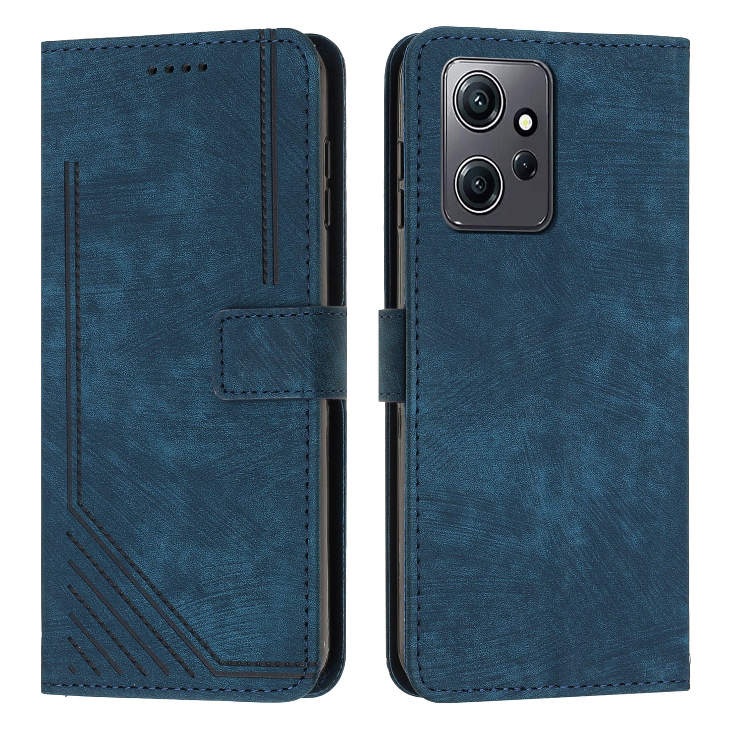 For Xiaomi Redmi Note 12 4G PU Leather Flip Cover Lines Imprinted Folio Stand Wallet Phone Case