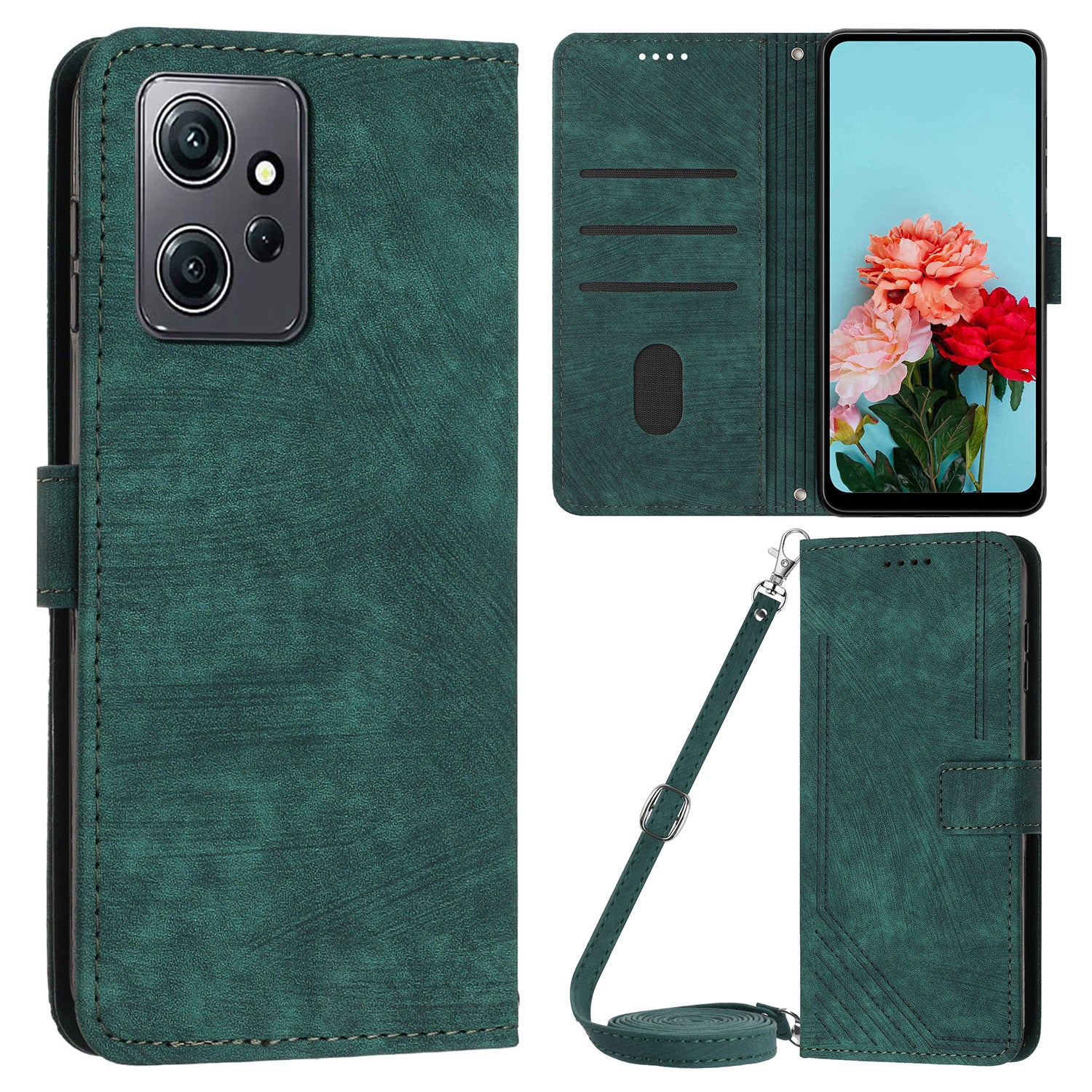 For Xiaomi Redmi Note 12 4G PU Leather Flip Cover Lines Imprinted Folio Stand Wallet Phone Case