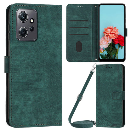 For Xiaomi Redmi Note 12 4G PU Leather Flip Cover Lines Imprinted Folio Stand Wallet Phone Case