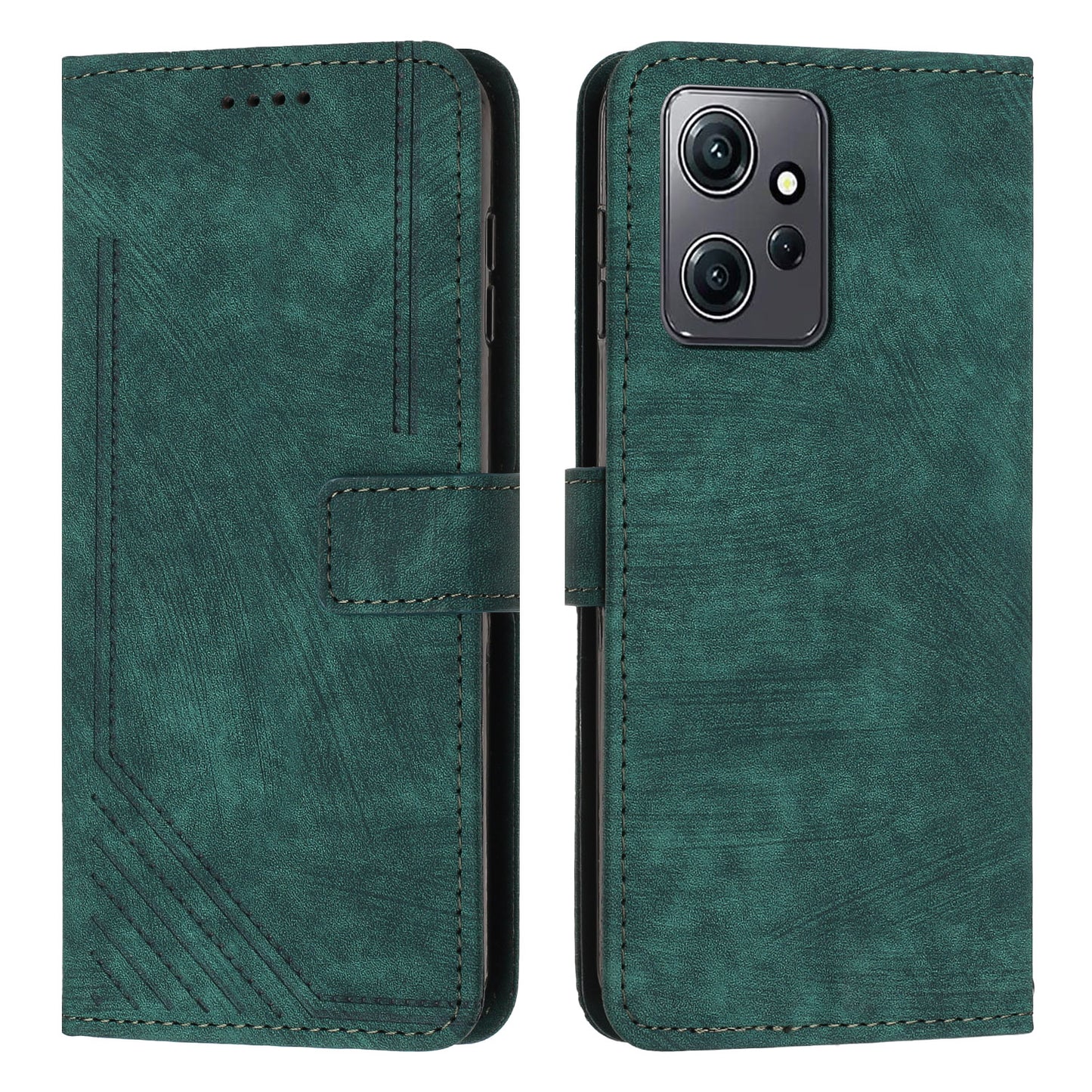 For Xiaomi Redmi Note 12 4G PU Leather Flip Cover Lines Imprinted Folio Stand Wallet Phone Case