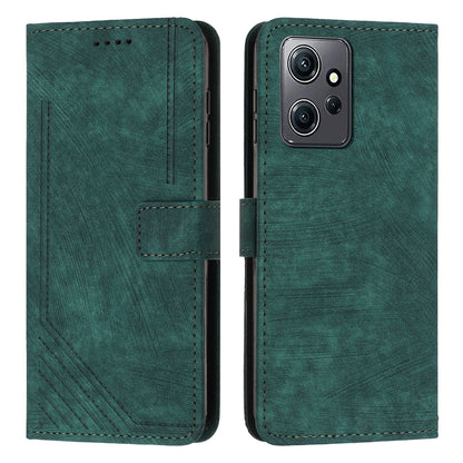 For Xiaomi Redmi Note 12 4G PU Leather Flip Cover Lines Imprinted Folio Stand Wallet Phone Case