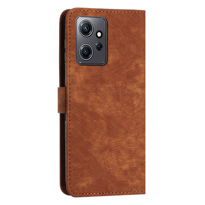 For Xiaomi Redmi Note 12 4G PU Leather Flip Cover Lines Imprinted Folio Stand Wallet Phone Case