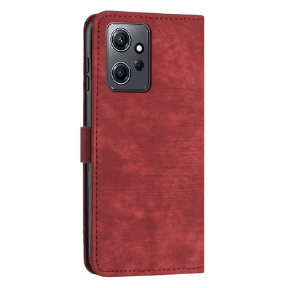 For Xiaomi Redmi Note 12 4G PU Leather Flip Cover Lines Imprinted Folio Stand Wallet Phone Case