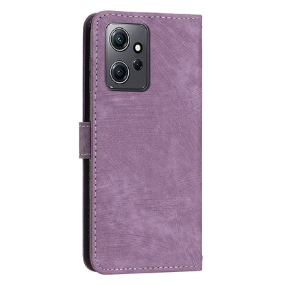 For Xiaomi Redmi Note 12 4G PU Leather Flip Cover Lines Imprinted Folio Stand Wallet Phone Case