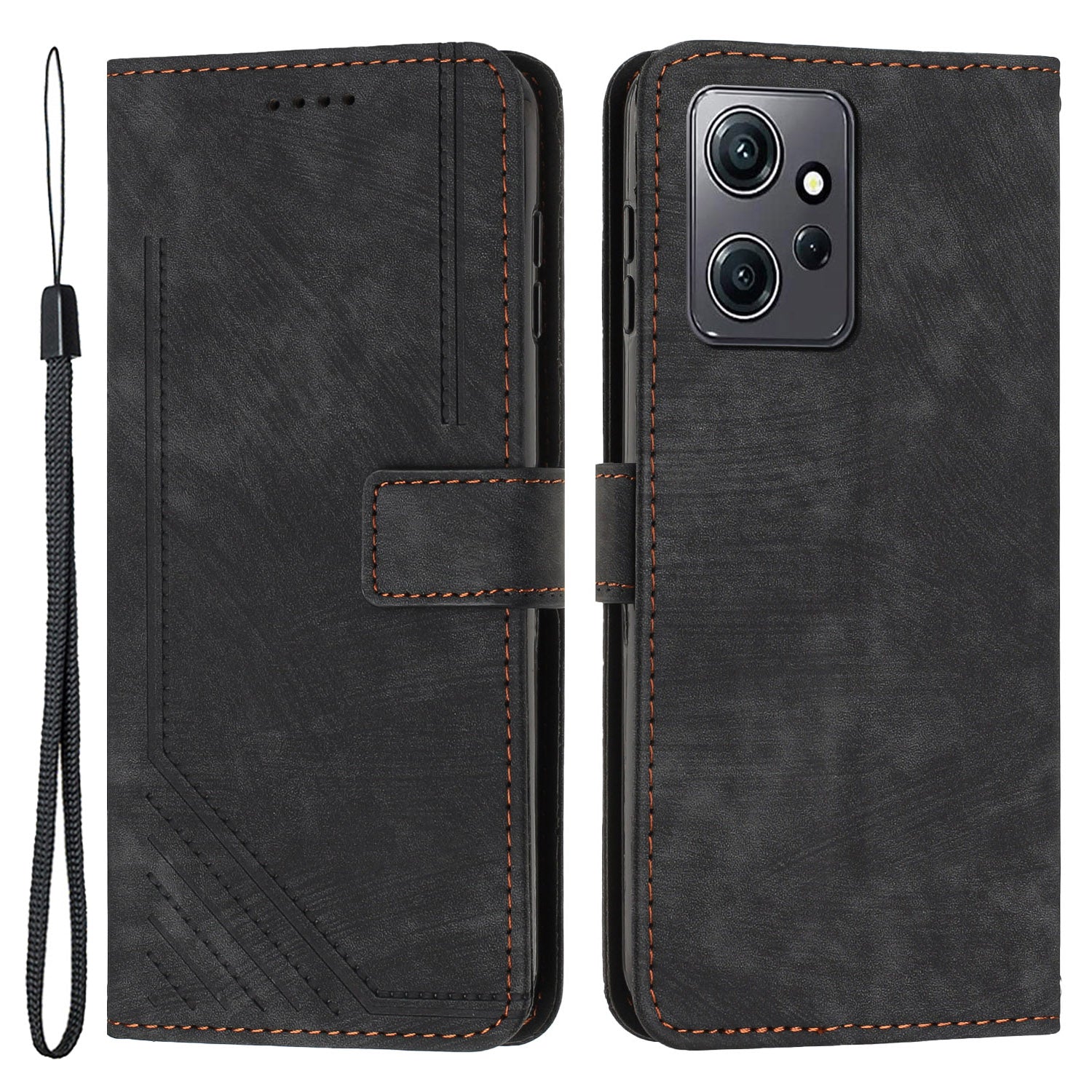 Phone Case for Xiaomi Redmi Note 12 4G Drop-proof Lines Imprint Leather Wallet Stand Cover