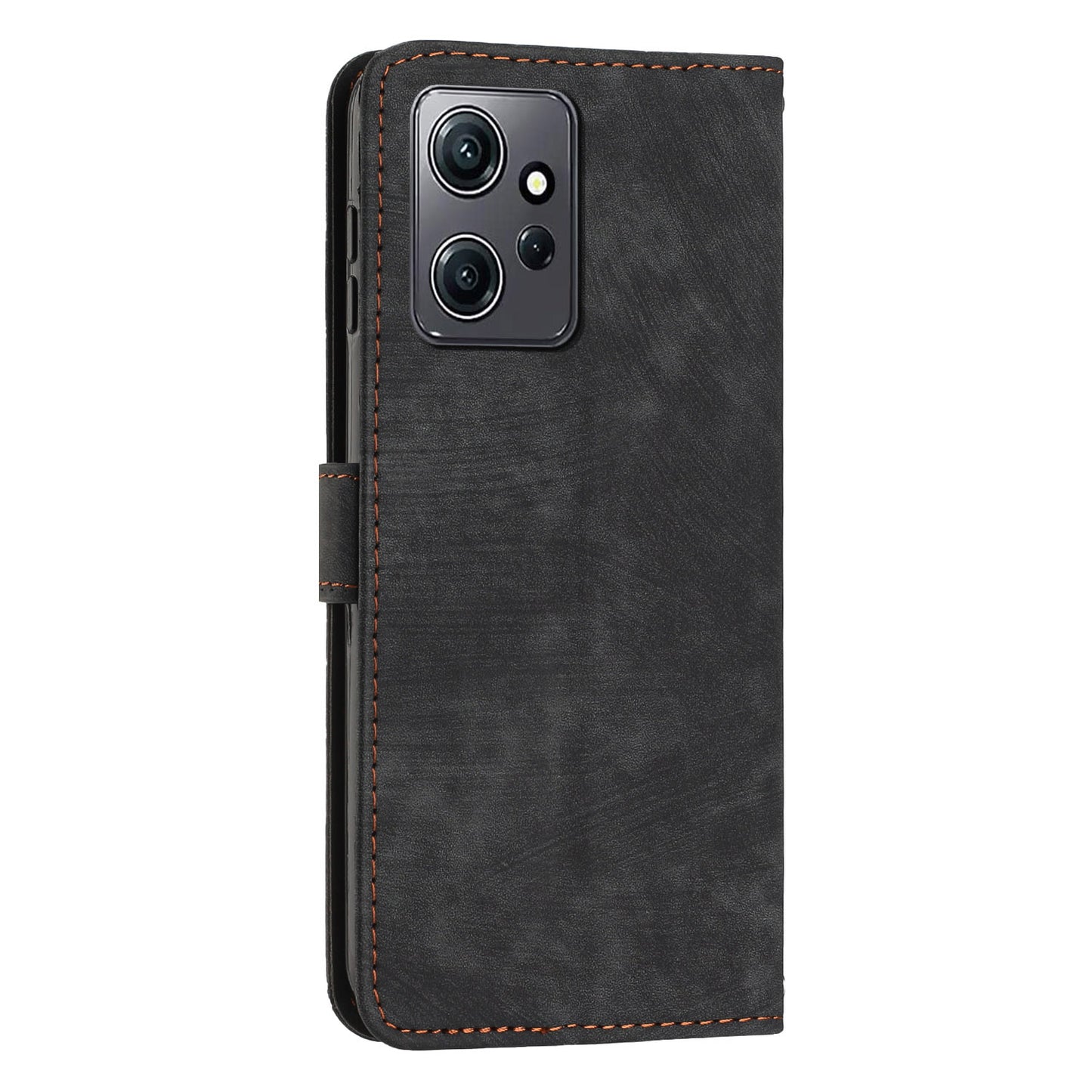 Phone Case for Xiaomi Redmi Note 12 4G Drop-proof Lines Imprint Leather Wallet Stand Cover