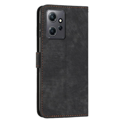 Phone Case for Xiaomi Redmi Note 12 4G Drop-proof Lines Imprint Leather Wallet Stand Cover