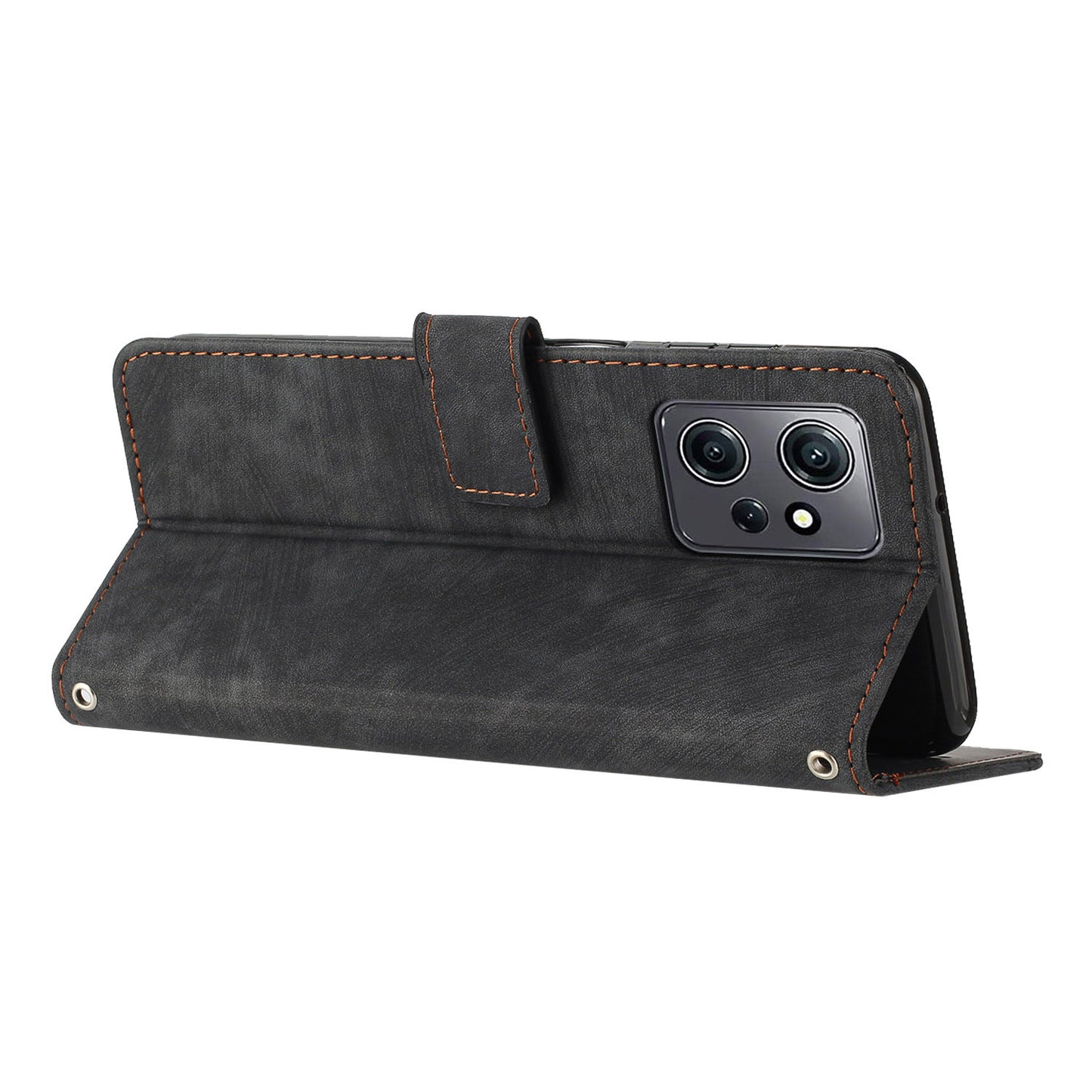 Phone Case for Xiaomi Redmi Note 12 4G Drop-proof Lines Imprint Leather Wallet Stand Cover