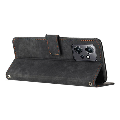 Phone Case for Xiaomi Redmi Note 12 4G Drop-proof Lines Imprint Leather Wallet Stand Cover