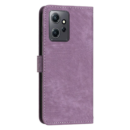 Phone Case for Xiaomi Redmi Note 12 4G Drop-proof Lines Imprint Leather Wallet Stand Cover
