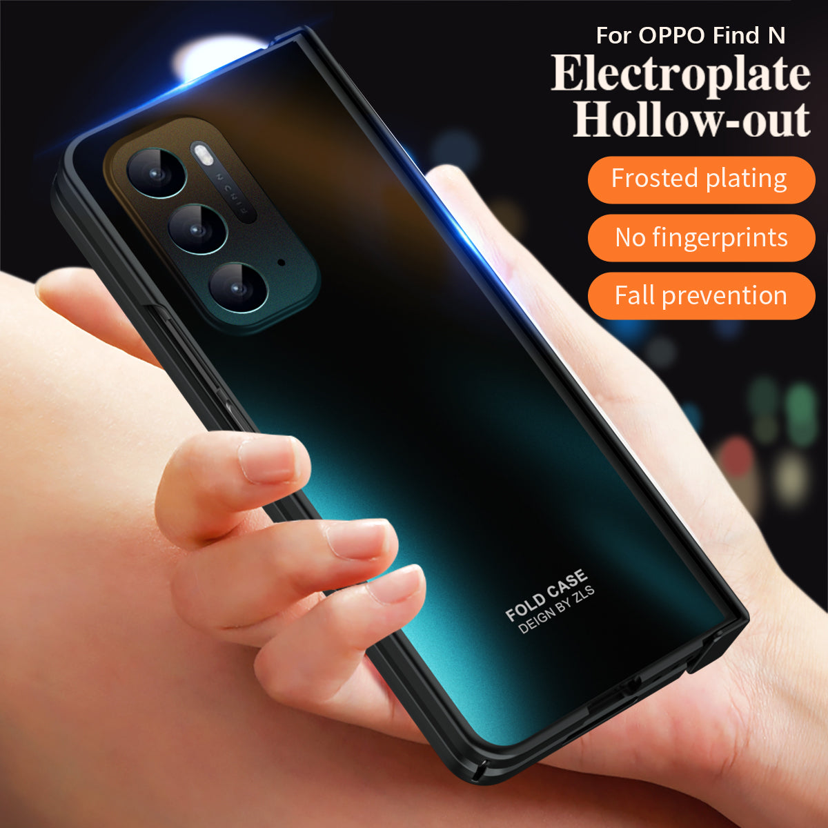 Hard PC Phone Case for Oppo Find N Shockproof Protective Phone Shell Cover with Screen Film