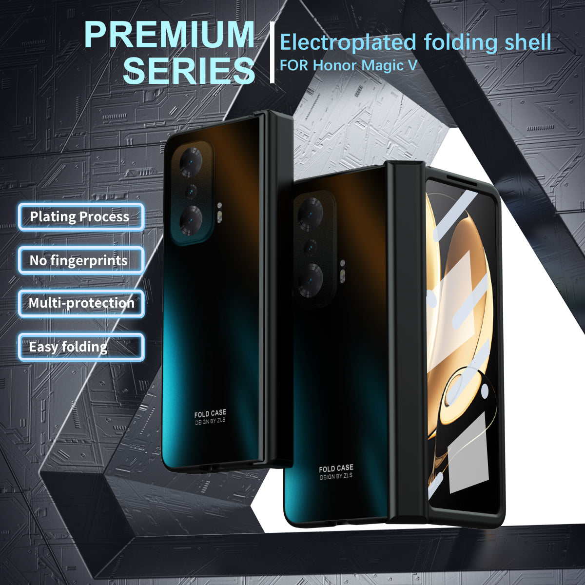 Fall-proof Phone Case for Honor Magic V Hard PC Protective Phone Shell Cover with Screen Film