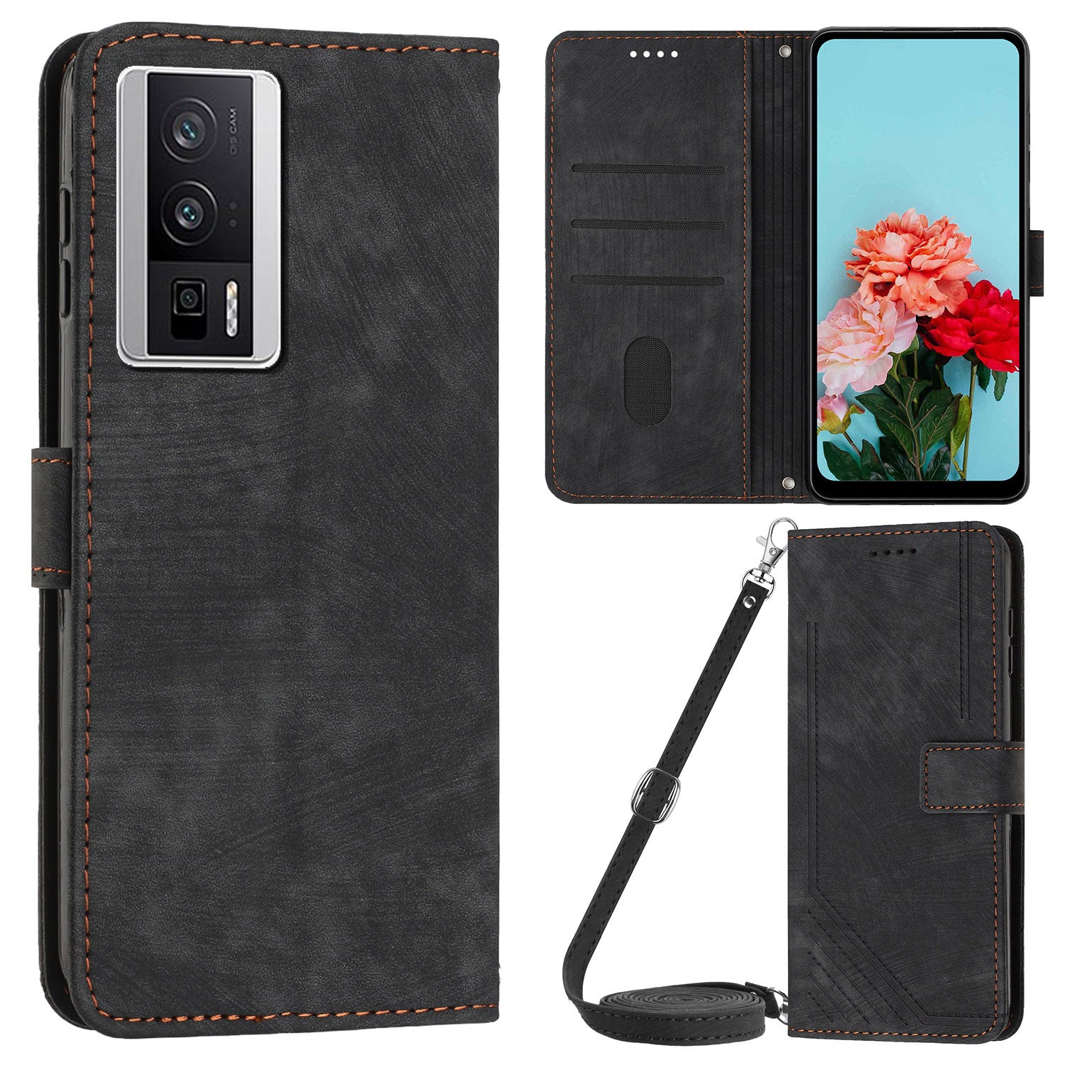 For Xiaomi Poco F5 Pro 5G / Redmi K60 Pro 5G / K60 5G Leather Phone Case Lines Imprinted Stand Phone Wallet Cover