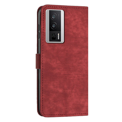 For Xiaomi Poco F5 Pro 5G / Redmi K60 Pro 5G / K60 5G Leather Phone Case Lines Imprinted Stand Phone Wallet Cover