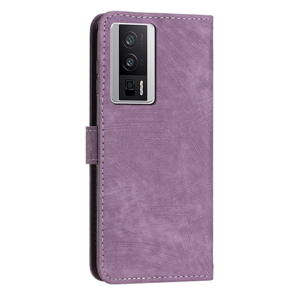 For Xiaomi Poco F5 Pro 5G / Redmi K60 Pro 5G / K60 5G Leather Phone Case Lines Imprinted Stand Phone Wallet Cover