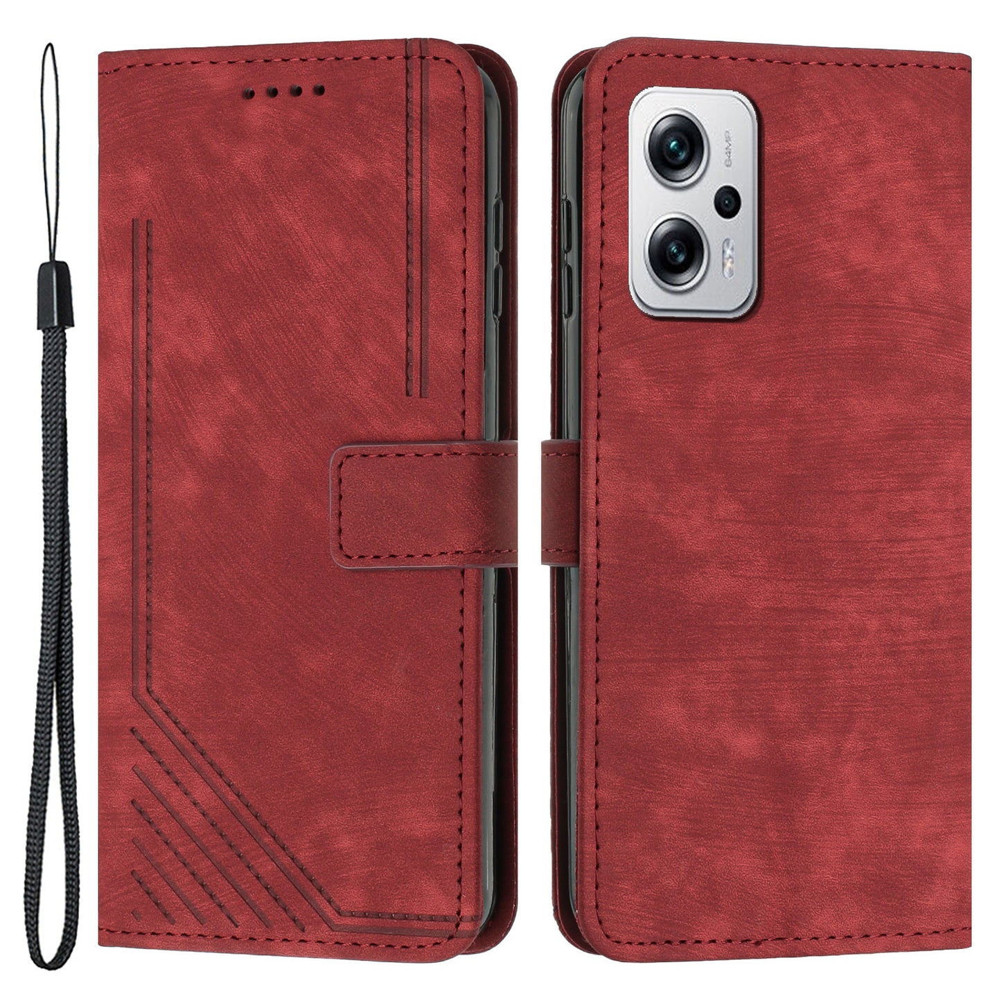 Phone Case for Xiaomi Redmi Note 11T Pro 5G / Note 11T Pro+ 5G / Note 12T Pro 5G / Poco X4 GT 5G / Redmi K50i 5G Lines Imprint Wallet Stand Leather Cover