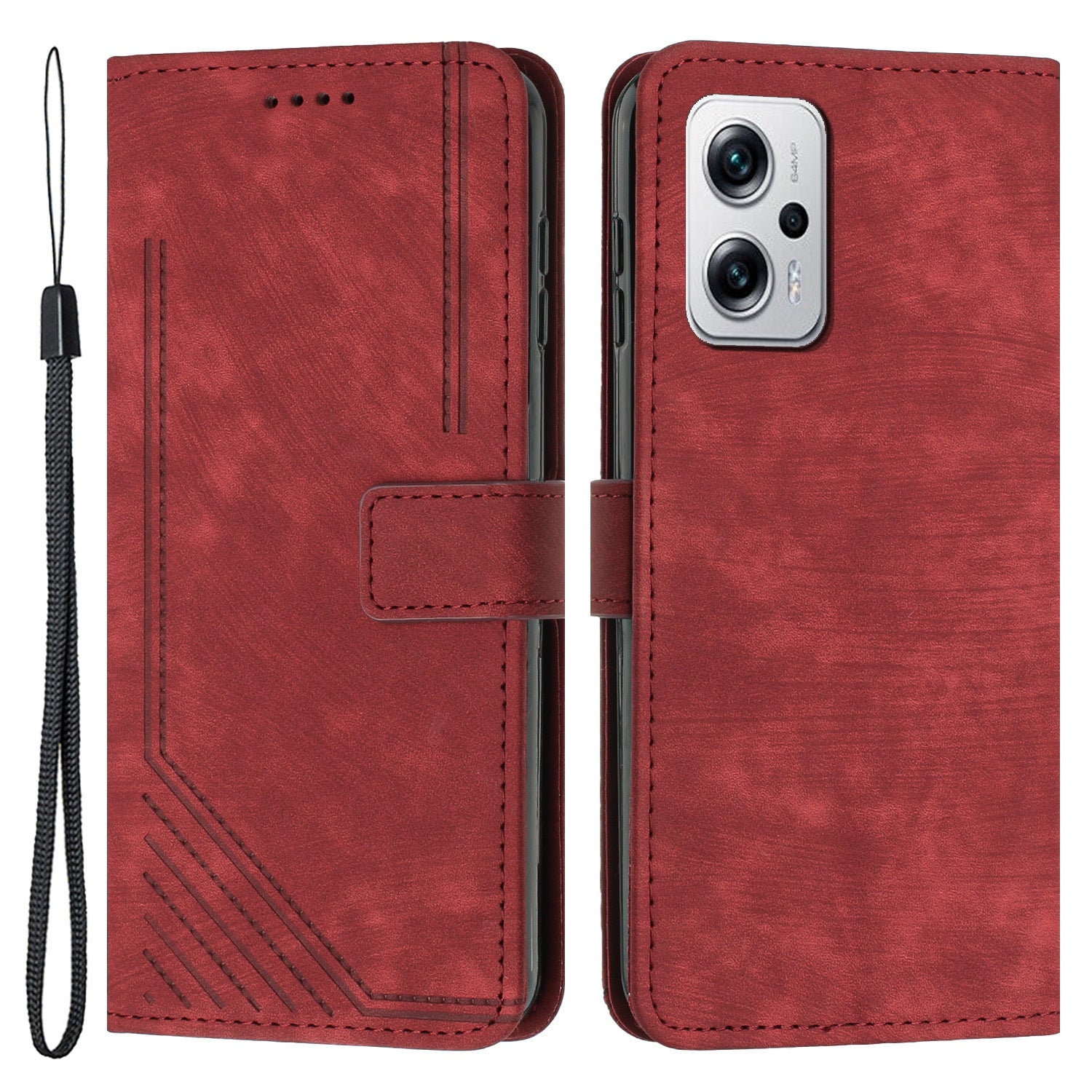 Phone Case for Xiaomi Redmi Note 11T Pro 5G / Note 11T Pro+ 5G / Note 12T Pro 5G / Poco X4 GT 5G / Redmi K50i 5G Lines Imprint Wallet Stand Leather Cover