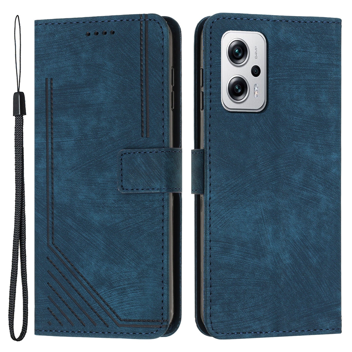 Phone Case for Xiaomi Redmi Note 11T Pro 5G / Note 11T Pro+ 5G / Note 12T Pro 5G / Poco X4 GT 5G / Redmi K50i 5G Lines Imprint Wallet Stand Leather Cover