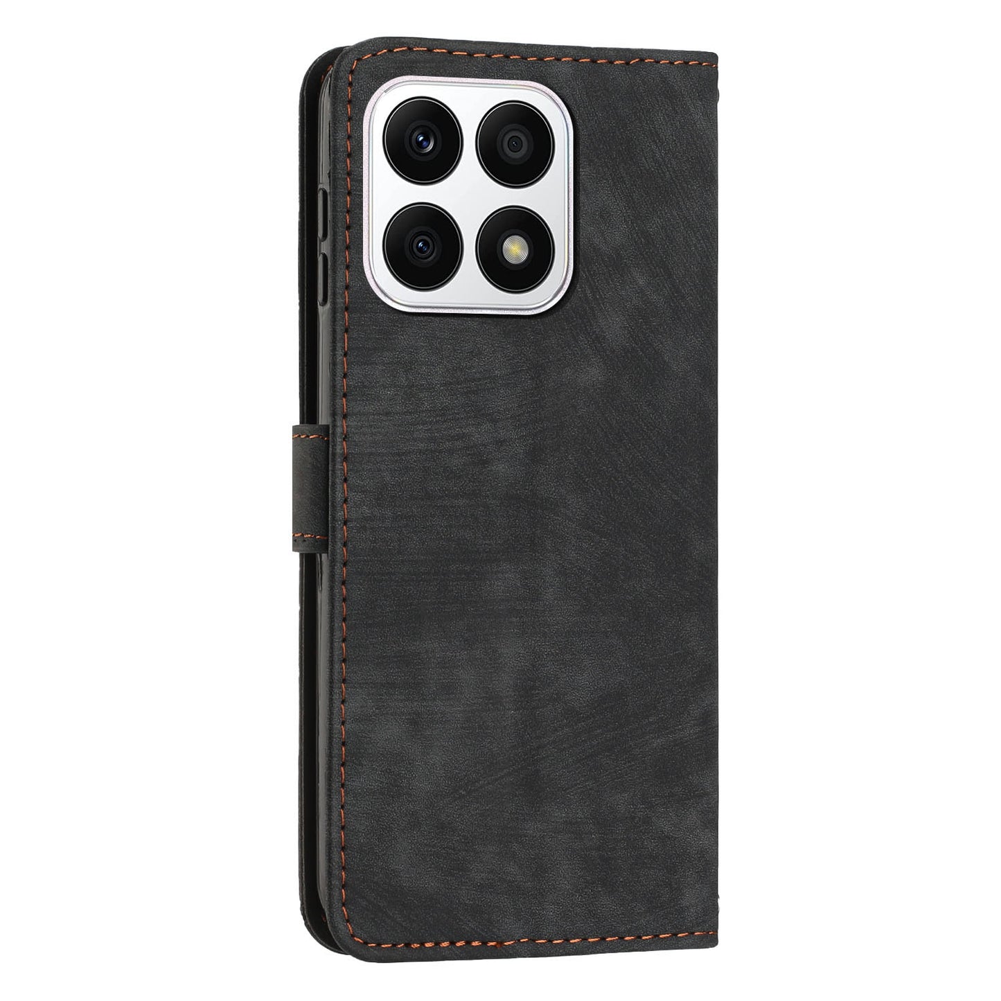 For Honor X8a 4G Imprint Lines Leather Wallet Anti-drop Shell Skin-touch Stand Mobile Phone Case