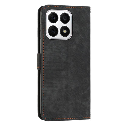 For Honor X8a 4G Imprint Lines Leather Wallet Anti-drop Shell Skin-touch Stand Mobile Phone Case