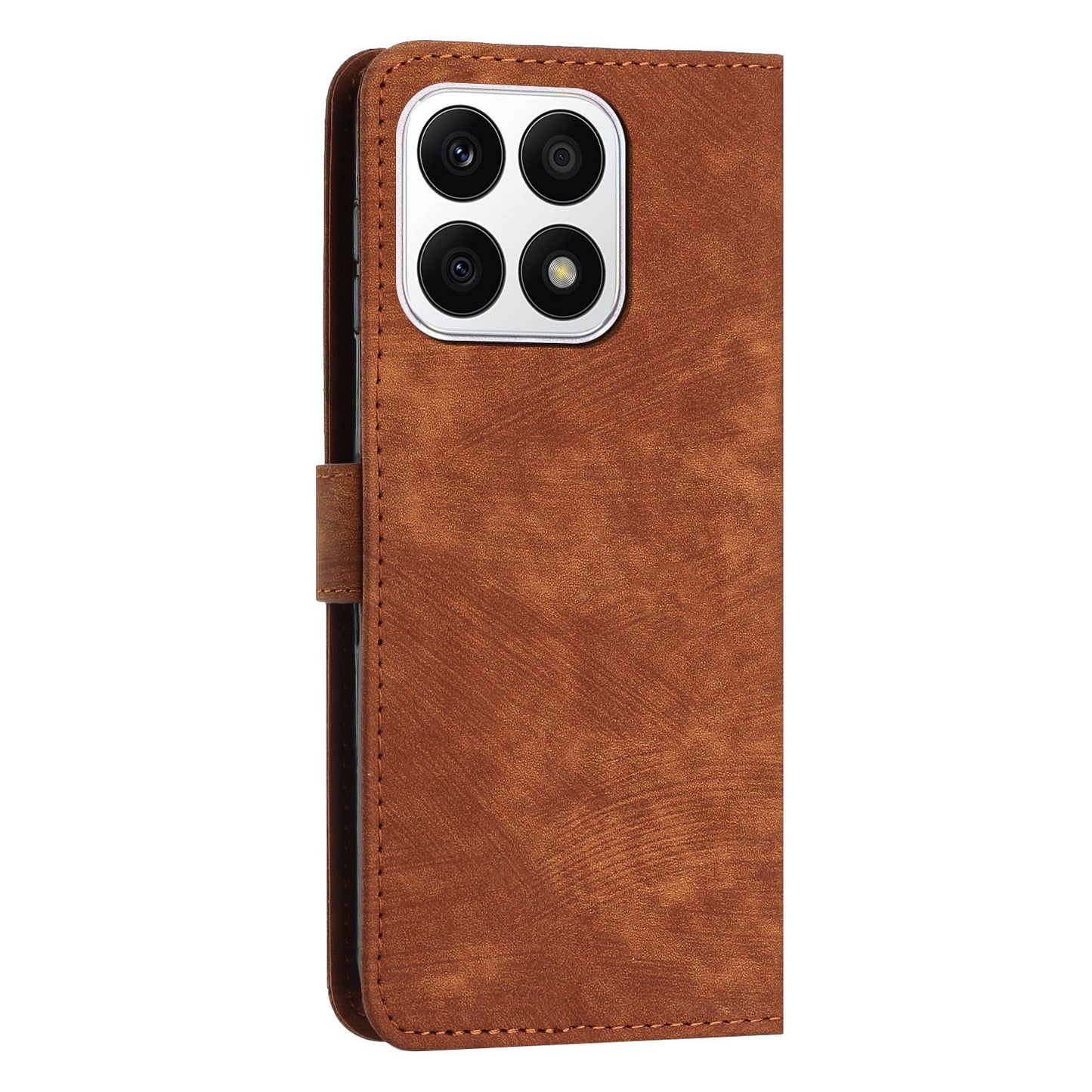 For Honor X8a 4G Imprint Lines Leather Wallet Anti-drop Shell Skin-touch Stand Mobile Phone Case