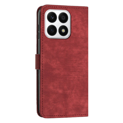 For Honor X8a 4G Imprint Lines Leather Wallet Anti-drop Shell Skin-touch Stand Mobile Phone Case