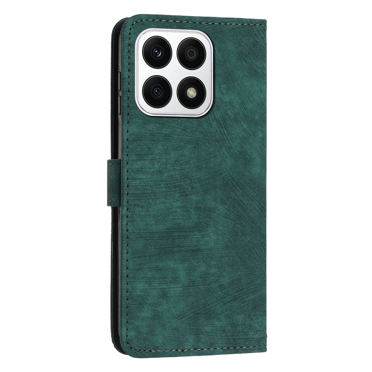 For Honor X8a 4G Imprint Lines Leather Wallet Anti-drop Shell Skin-touch Stand Mobile Phone Case