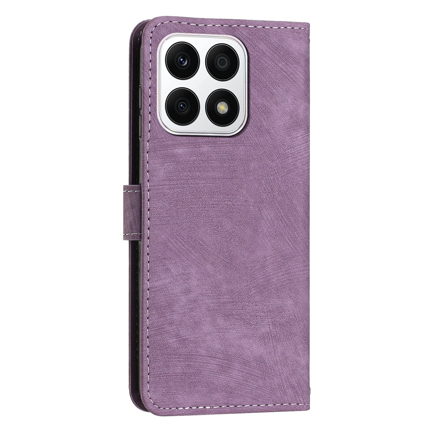 For Honor X8a 4G Imprint Lines Leather Wallet Anti-drop Shell Skin-touch Stand Mobile Phone Case