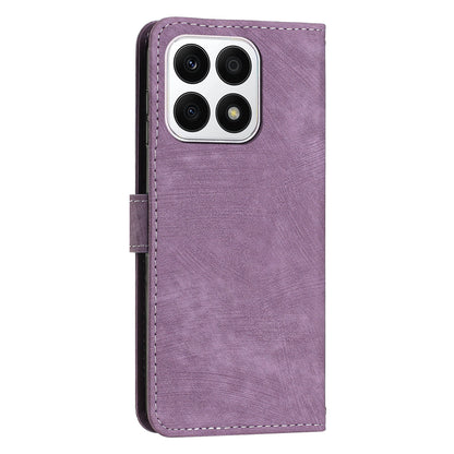 For Honor X8a 4G Imprint Lines Leather Wallet Anti-drop Shell Skin-touch Stand Mobile Phone Case