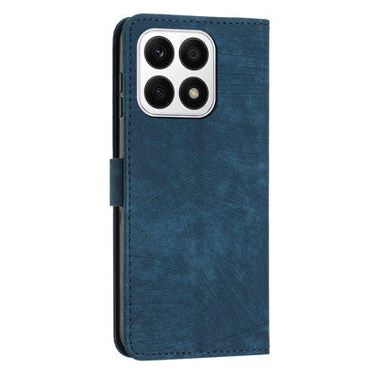 For Honor X8a 4G PU Leather Wallet Case Lines Imprinted Stand Drop-proof Phone Shell with 2 Straps