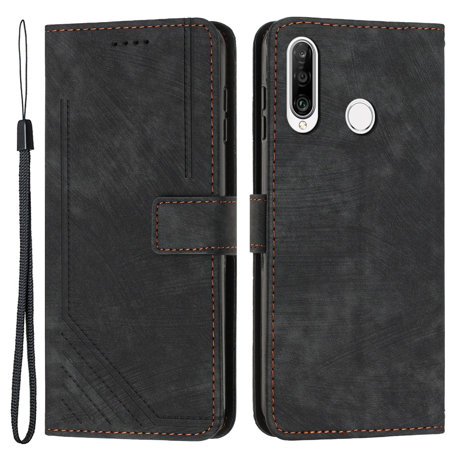 For Huawei P30 Lite New Edition / P30 Lite / nova 4e / Honor 20 Lite Stand Imprinted Phone Case Leather Wallet Skin-touch Shell