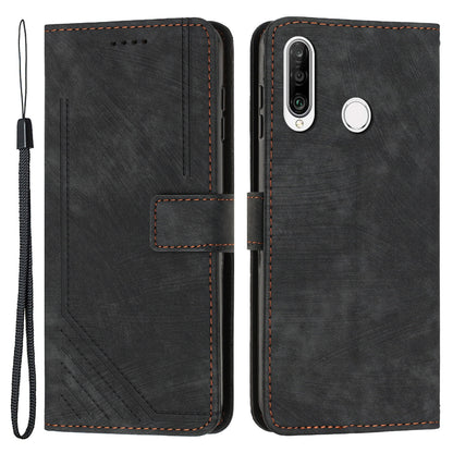 For Huawei P30 Lite New Edition / P30 Lite / nova 4e / Honor 20 Lite Stand Imprinted Phone Case Leather Wallet Skin-touch Shell