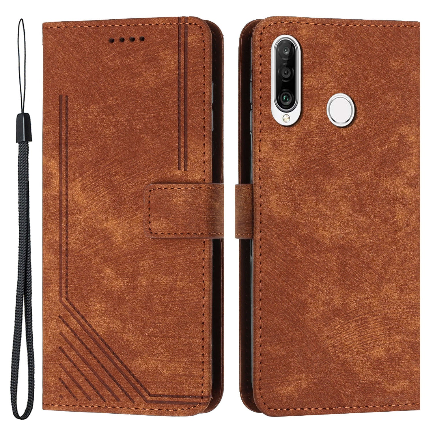 For Huawei P30 Lite New Edition / P30 Lite / nova 4e / Honor 20 Lite Stand Imprinted Phone Case Leather Wallet Skin-touch Shell
