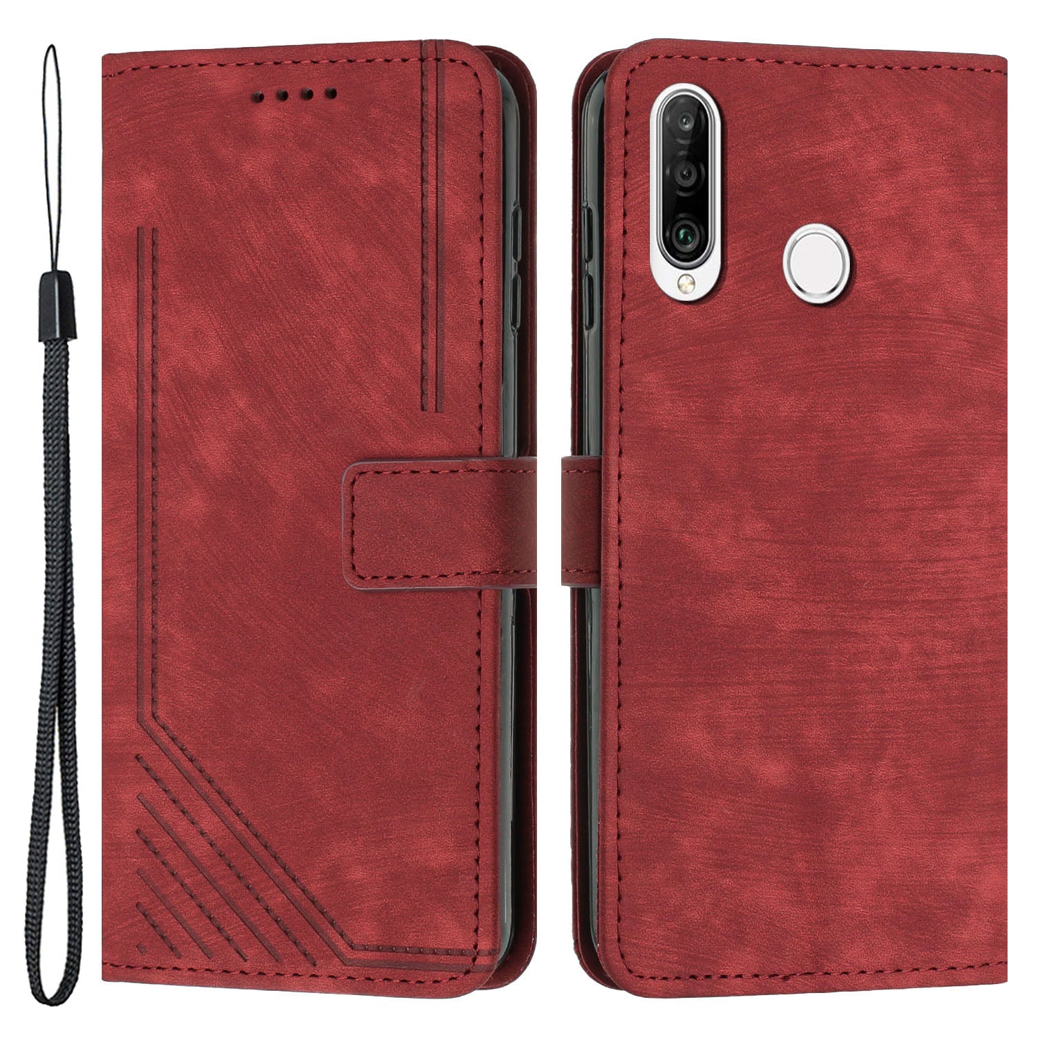For Huawei P30 Lite New Edition / P30 Lite / nova 4e / Honor 20 Lite Stand Imprinted Phone Case Leather Wallet Skin-touch Shell