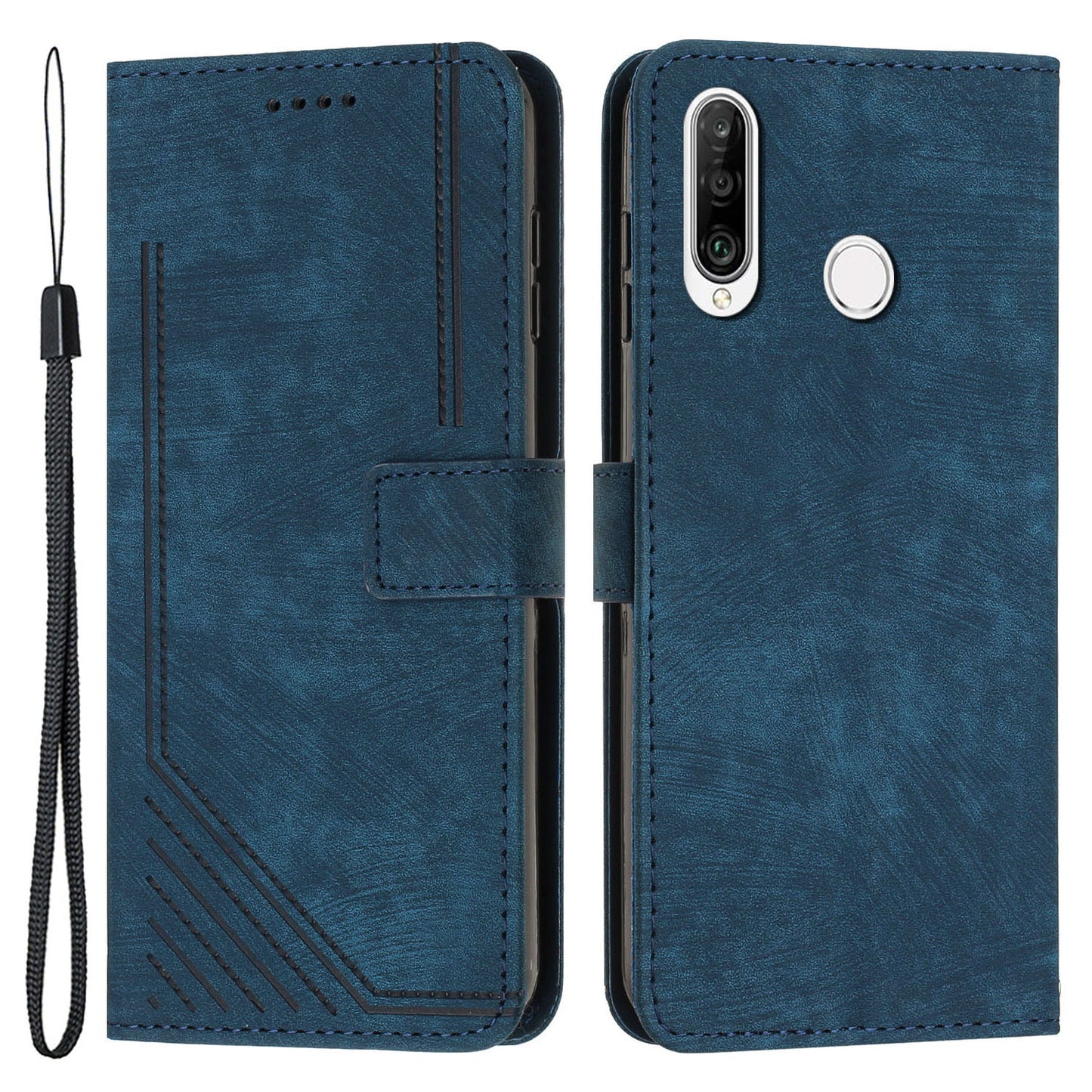 For Huawei P30 Lite New Edition / P30 Lite / nova 4e / Honor 20 Lite Stand Imprinted Phone Case Leather Wallet Skin-touch Shell