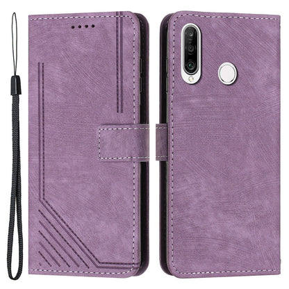 For Huawei P30 Lite New Edition / P30 Lite / nova 4e / Honor 20 Lite Stand Imprinted Phone Case Leather Wallet Skin-touch Shell