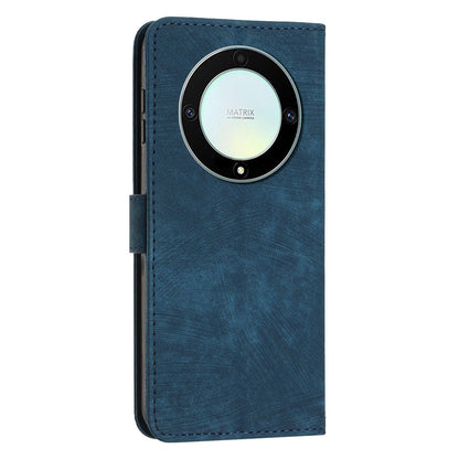 For Honor X9a 5G / X40 5G / Magic5 Lite 5G Wallet Leather Phone Cover Lines Imprinted Stand Case with Straps