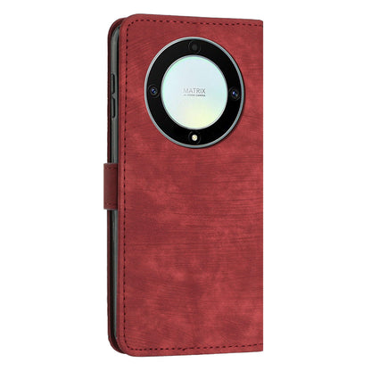 For Honor X9a 5G / X40 5G / Magic5 Lite 5G Wallet Leather Phone Cover Lines Imprinted Stand Case with Straps