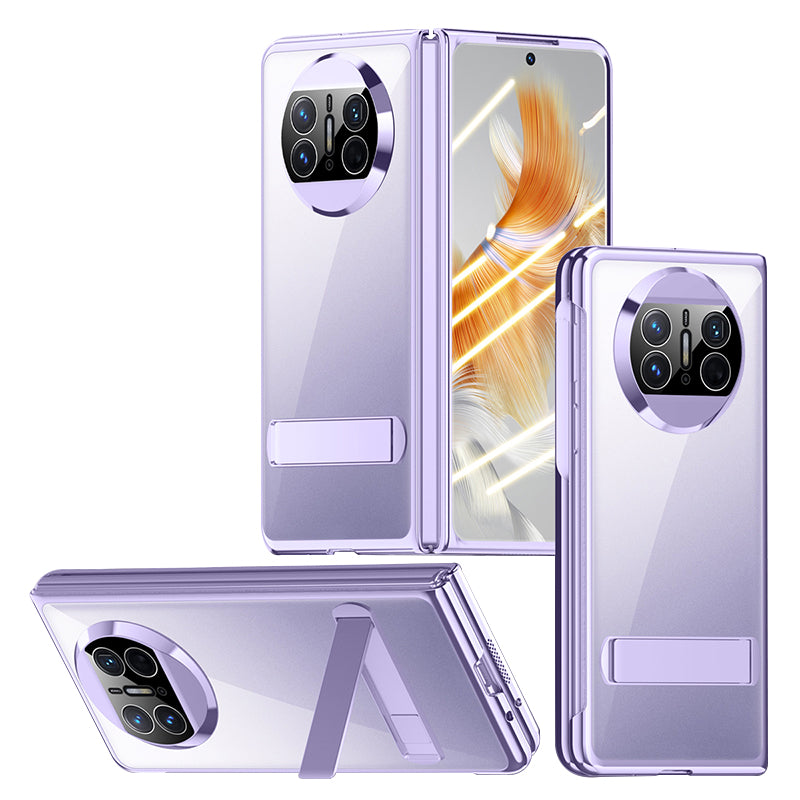 Shockproof Phone Cover for Huawei Mate X3 5G PC Phone Case Electroplating Phone Shell with Kickstand