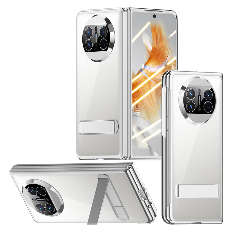 Shockproof Phone Cover for Huawei Mate X3 5G PC Phone Case Electroplating Phone Shell with Kickstand