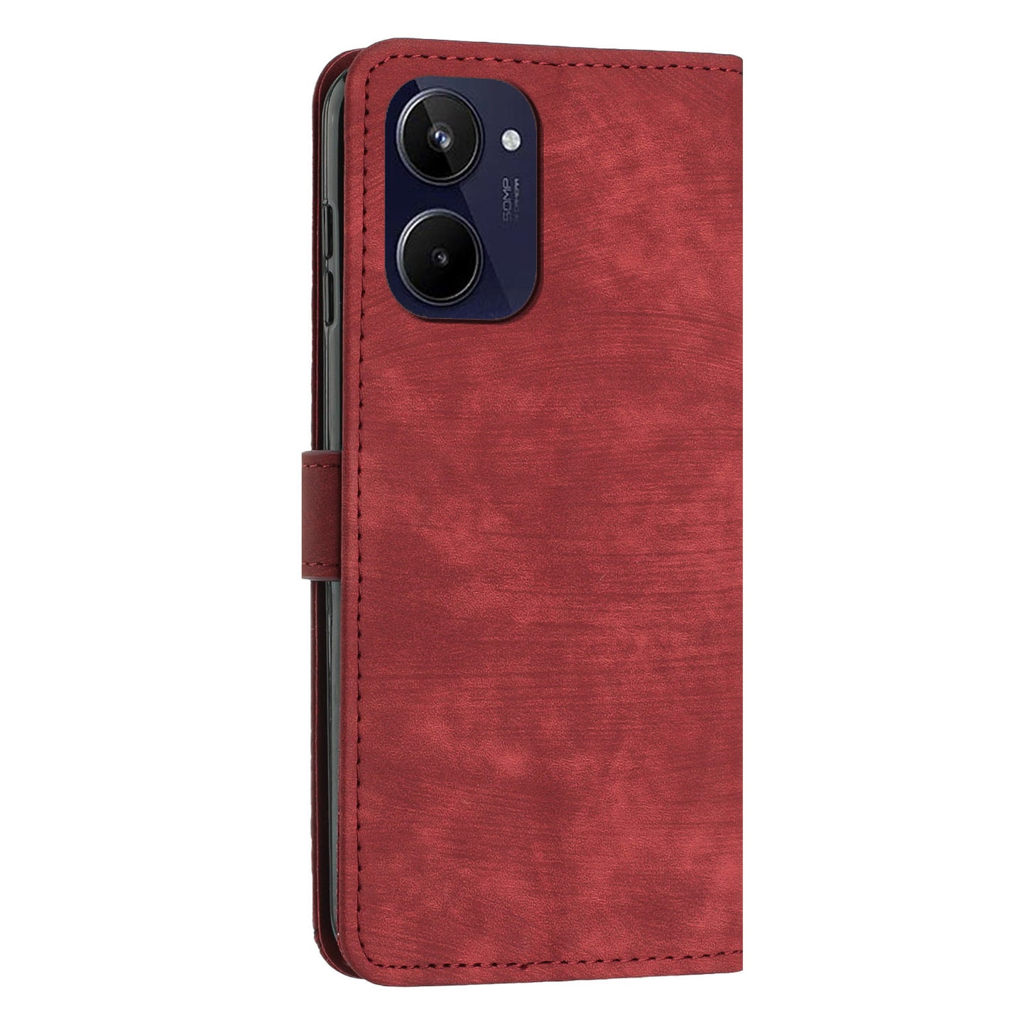 For Realme 10 4G Flip Folio Wallet Cover PU Leather Lines Imprinted Stand Protective Phone Case